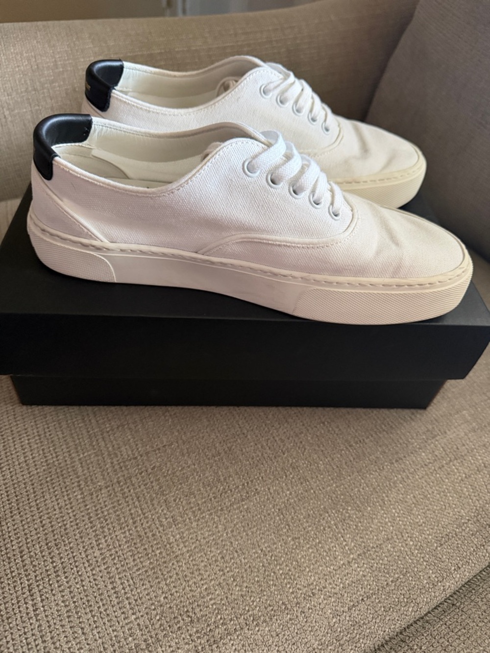 Saint Laurent Venice White Canvas Sneakers